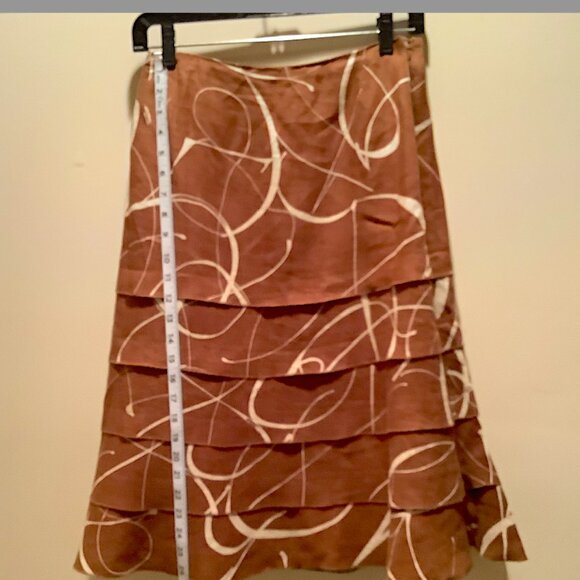 Classic Acorn Cinnamon Sassy tiered Linen Flared Skirt, Fully lined, Size 14 - Picture 3 of 5